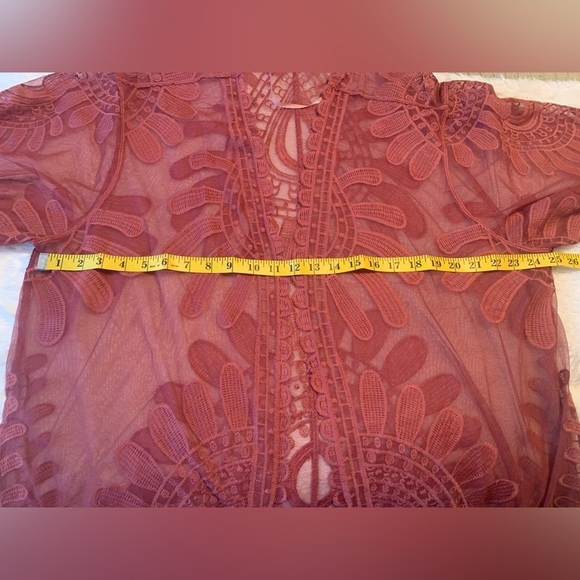 David and Young Rust Color Boho Kimono Lace Duster - Swimsuit Coverup (flaw) - Picture 4 of 6